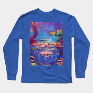 Stained Glass Lotus Lake Long Sleeve T-Shirt